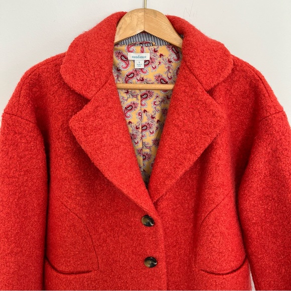 Sundance Women’s Wool Blend Pea Coat Size S Burnt Orange Pockets Fully Lined - Picture 3 of 12
